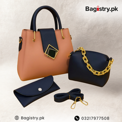 Stylish 3 Pcs Multicolor Bags For Girls / Womens