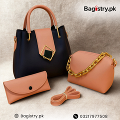 Stylish 3 Pcs Multicolor Bags For Girls / Womens