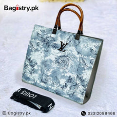 Branded Handbag With Arcylic Handle & Long Brand Embossing Belt
