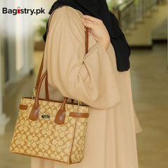 Coach Shoulder Bag With Unique Handle 2 In 1 ( Tote + Shoulder )