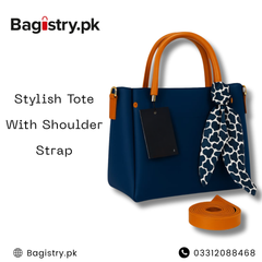 Stylish Tote With Shoulder Strap & Scarf
