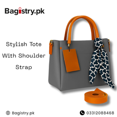 Stylish Tote With Shoulder Strap & Scarf