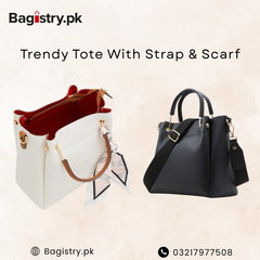 Trendy Tote With Strap & Scarf