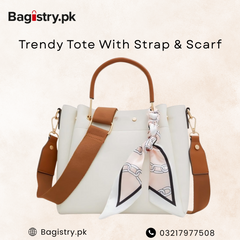 Trendy Tote With Strap & Scarf