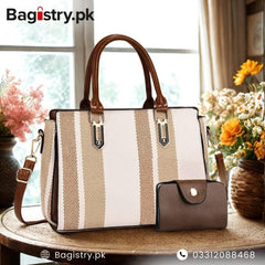 2 Pcs Stylish Shoulder & Tote Bags With Small Pouch