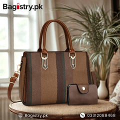 2 Pcs Stylish Shoulder & Tote Bags With Small Pouch