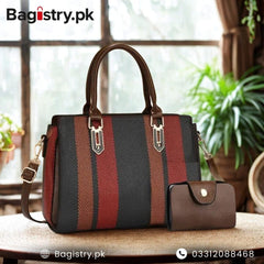 2 Pcs Stylish Shoulder & Tote Bags With Small Pouch