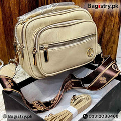 4 Zipper Branded Quality Crossbody With 2 Different Straps ( Digital Strap & Matching Color )