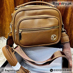 4 Zipper Branded Quality Crossbody With 2 Different Straps ( Digital Strap & Matching Color )
