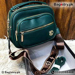 4 Zipper Branded Quality Crossbody With 2 Different Straps ( Digital Strap & Matching Color )