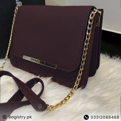 Chain & Belt Style Multiple Pockets Crossbody ( Half Chain Half Belt )